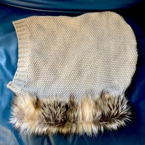 Macys faux fur collar knot hood